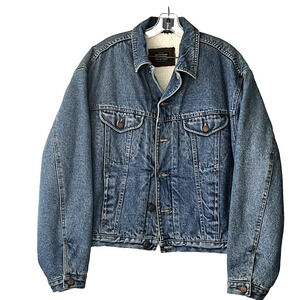 NWT Bentton Unisex Mens Large Jacket Jean Bomber Trucker Italy Sherpa Lined